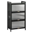 thumbnail image 1 of Bakers Rack with Flip Doors, 3 Tier Kitchen Cabinets with Iron Mesh Design, Kitchen Racks and Shelves for Spices, Pots and Pans, 100LBS Weight Capacity Per Layer, 1 of 9