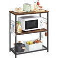thumbnail image 1 of Bakers Rack, Kitchen Island Storage Shelf, Microwave Oven Stand, Metal Frame, Industrial, Rustic Brown and Black, 1 of 9