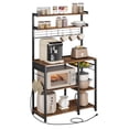 thumbnail image 1 of VASAGLE Bakers Rack with Power Outlet, 35.4 Inches Microwave Stand, Coffee Bar, 4 AC Outlets, with Adjustable Shelves, 8 S-Hooks, Basket, Spice Racks, Rustic Brown and Ink Black, 1 of 9