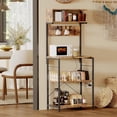 thumbnail image 1 of Bakers Rack with Power Outlet, 4-Tier Kitchen Storage Cart, Microwave Stand with 10 Hooks & Adjustable Shelves, Coffee Bar Station (Industrial Rustic), 1 of 8