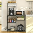 thumbnail image 1 of Bakers Rack with Power Outlet, Kitchen Microwave Stand with 10 S-shaped Hooks, 6-Tier Coffee Bar Station, Kitchen Storage Shelf Rack for Spices, Pots, Gray, 1 of 7