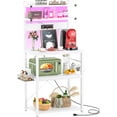 thumbnail image 1 of Bakers Rack with Power Outlet, Microwave Stand, 5 Tiers Coffee Bar Station with Led Lights, Kitchen Storage Shelf with 6 S-Shaped Hooks, Kitchen Rack Coffee Bar Stand, 1 of 14