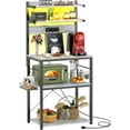 thumbnail image 1 of Bakers Rack with Power Outlet, Microwave Stand, 5 Tiers Coffee Bar Station with Led Lights, Kitchen Storage Shelf with 6 S-Shaped Hooks, Kitchen Rack Coffee Bar Stand, 1 of 14