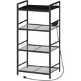 thumbnail image 1 of Bakers Rack with Power Outlet, Microwave Stand with Hooks, Multifunctional Storage Rack, Coffee Bar with Enclosure, Kitchen Storage Shelf, for Kitchen, Dining Room, Black BRHB40E01, 1 of 9