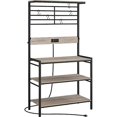 Bakers Rack with Power Outlet Shelf Unit Coffee Station with 5 S