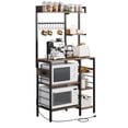 thumbnail image 1 of Bakers Rack with Power Outlets and Led Lights, Microwave Stand, Kitchen Storage Shelf with Wire Basket, Open Shelf and 10 Hooks, Coffee Bar Station for Spices, Pots, and Pans, 1 of 7