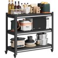 thumbnail image 1 of Bakers Rack with Wheels,Storage Shelves,3-Tier Metal Shelving Unit with Wheels for Kitchen Garage Office,Kitchen Stand with Adjustable Rack (18" D x 34" W x 32" H), 1 of 9