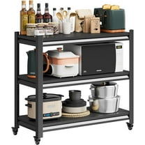 Bakers Rack with Wheels,Storage Shelves,3-Tier Metal Shelving Unit with Wheels for Kitchen Garage Office,Kitchen Stand with Adjustable Rack (18" D x 34" W x 32" H)