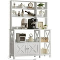 thumbnail image 1 of Bakers Rack with Power Outlet, 45in Wide Coffee Bar Cabinet with Storage, 6-Tier Kitchen Storage with Doors, Microwave Stand for Kitchen, Dining Room, 1 of 6