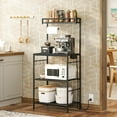 thumbnail image 1 of Bakers Rack with Power Outlet, Microwave Stand with Paper Holder, Bakers Rack with Storage, Coffee Bar Station with 6 Hooks, for Kitchen, Dining Room, 1 of 16