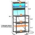 thumbnail image 1 of Bakers Rack with Power Outlets, 5 Tiers Coffee  Station with LED Lights, Kitchen Storage Shelf with S-Hooks, Black Oak, 1 of 6