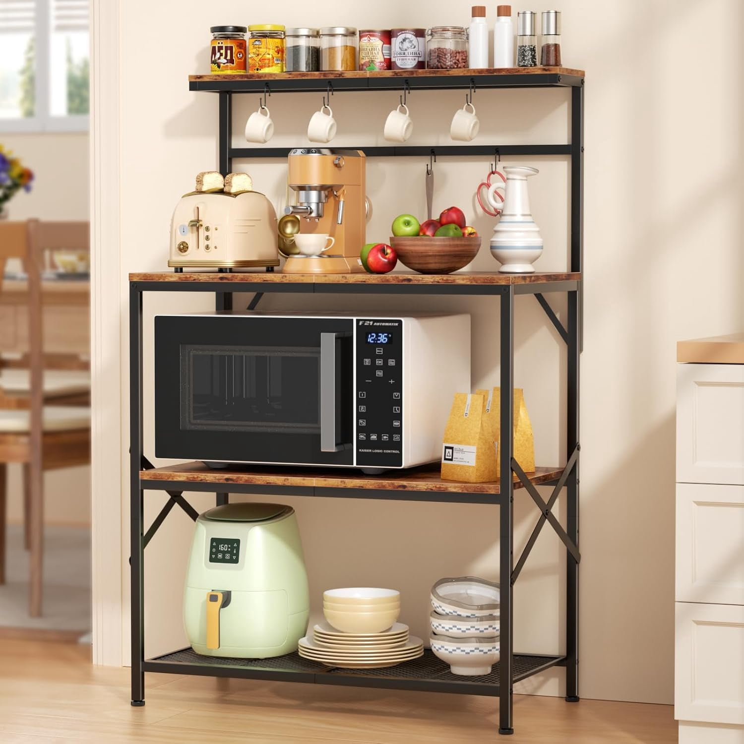 Mid Shelf Rack Bakers Racks for Kitchens with 31.5 x 15.7 Inch Larger Desktop ...