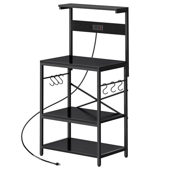 Amadwell 4-Tier Kitchen Storage Shelf Organizer Bakers Rack with Power Outlets, Coffee Bar & Microwave Stand