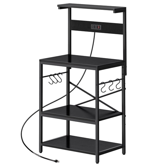 Amadwell 4-Tier Kitchen Storage Shelf Organizer Bakers Rack with Power Outlets, Coffee Bar & Microwave Stand