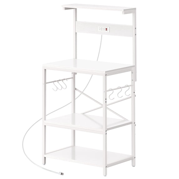 Amadwell 4-Tier Kitchen Storage Shelf Organizer Bakers Rack with Power Outlets, Coffee Bar & Microwave Stand