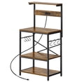 thumbnail image 1 of Amadwell 4-Tier Kitchen Storage Shelf Organizer Bakers Rack with Power Outlets, Coffee Bar & Microwave Stand, 1 of 9