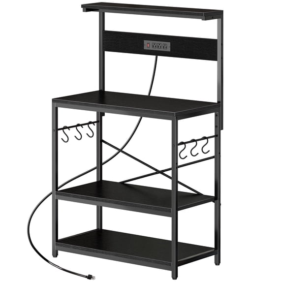 Amadwell Kitchen Bakers Rack with Power Outlets, 31.5" Large Microwave Stand, Coffee Bar Station