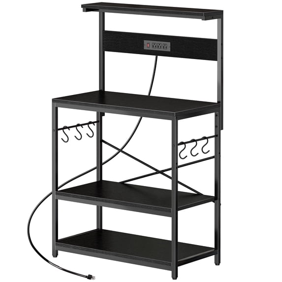Amadwell Kitchen Bakers Rack with Power Outlets, 31.5" Large Microwave Stand, Coffee Bar Station
