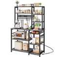 thumbnail image 1 of Amadwell 39.4" Large Bakers Rack, 6-Tier Microwave Stand with Power Outlets, Kitchen Shelf with Wire Basket, 1 of 8