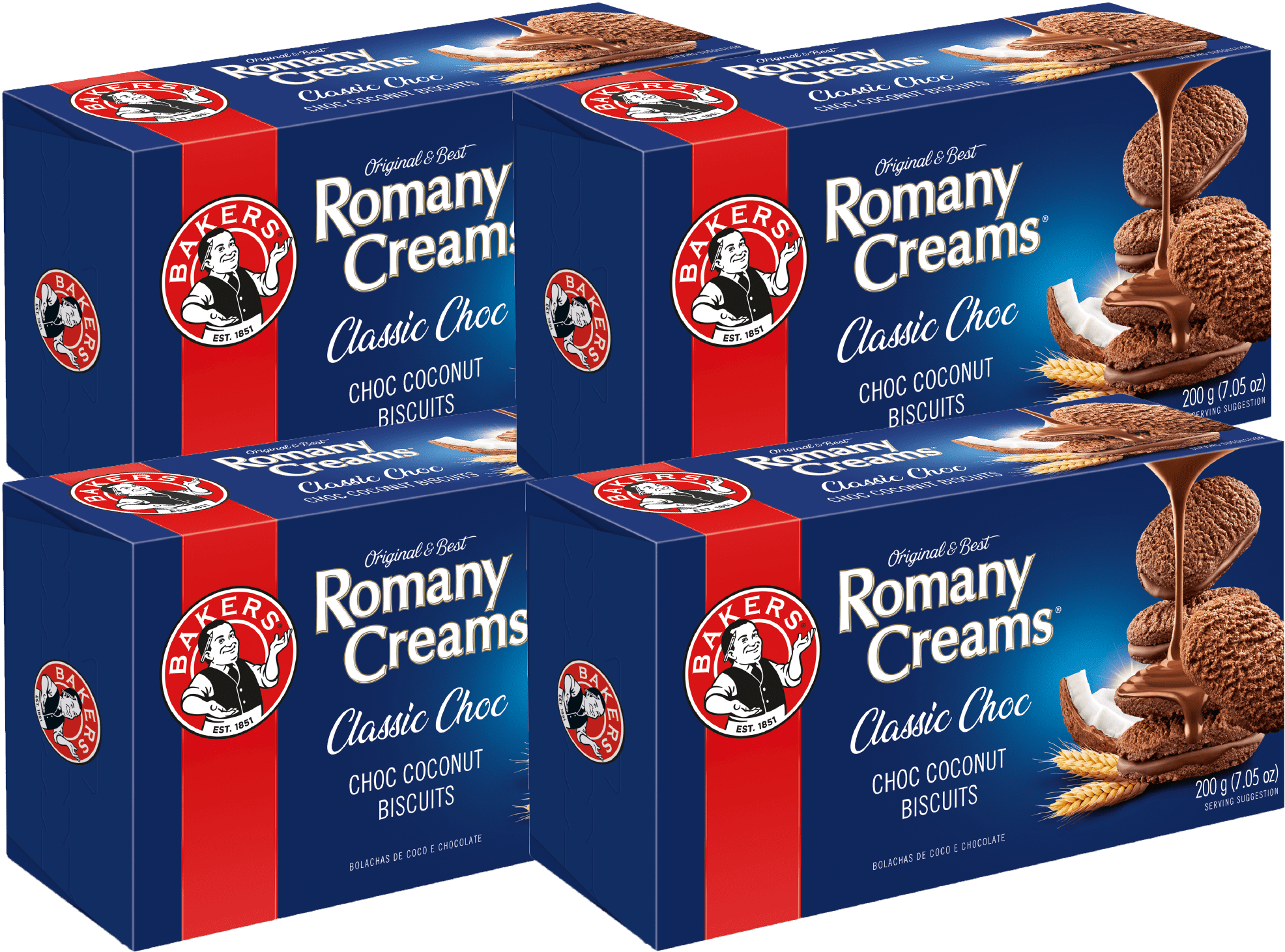 Bakers Romany Creams Classic Chocolate (200g) Pack of 4