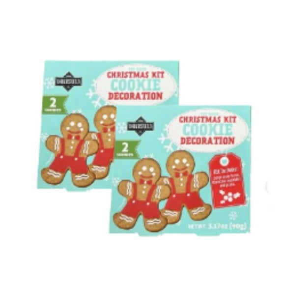 Bakersfield Pre-Baked Christmas Cookie Decorating Kit, 2 Cookies (3.17 oz Each), 2 Pack Fun Holiday Activity for Kids, Families & Gifts