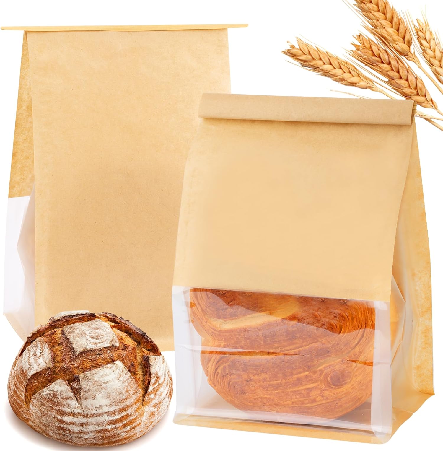 Bakery Bags with Window, 50 10.2 * 6.3 * 5.1 Bread Bags for Homemade ...