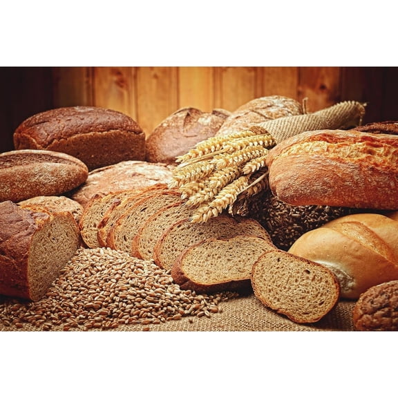 Bakery Baking Backdrop Bread with Wholemeal Flour Photography Background Fresh Bread and Wheat on Wooden Birthday Baby Shower Party Cake Smash Decorations Banner Photo Booth Props