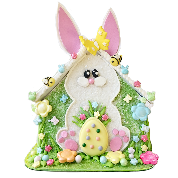 Bakery Bling Bunny Patch Easter Cookie House Kit, Pre-Baked Vanilla Cookies with Icing & Edible Decorations, No Baking Required, Nut-Free
