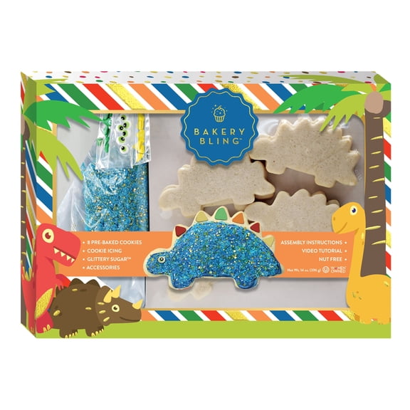 Bakery Bling Dinosaur Designer Cookie Kit, 8 count, Nut Free, Dairy Free