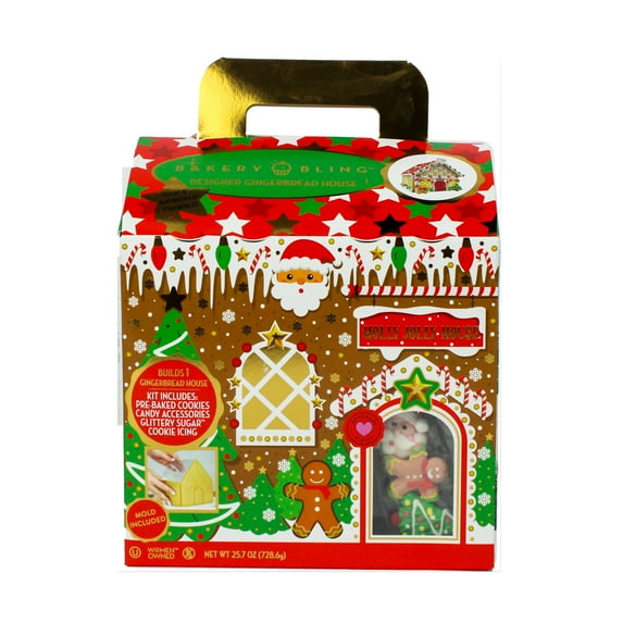 Bakery Bling Holly Jolly Designer Insta-House Kit, 25.7oz, Nut Free, Dairy Free, Kosher, Fully Baked