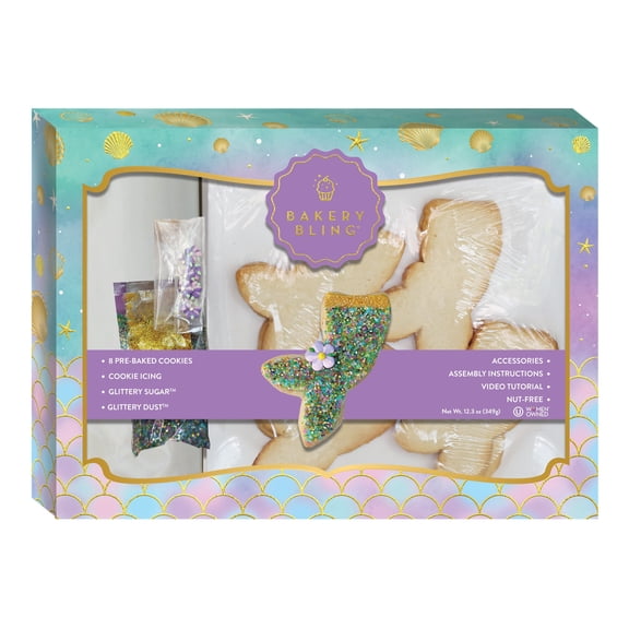 Bakery Bling Mermaid Designer Cookie Kit, 8 count, Nut Free, Dairy Free
