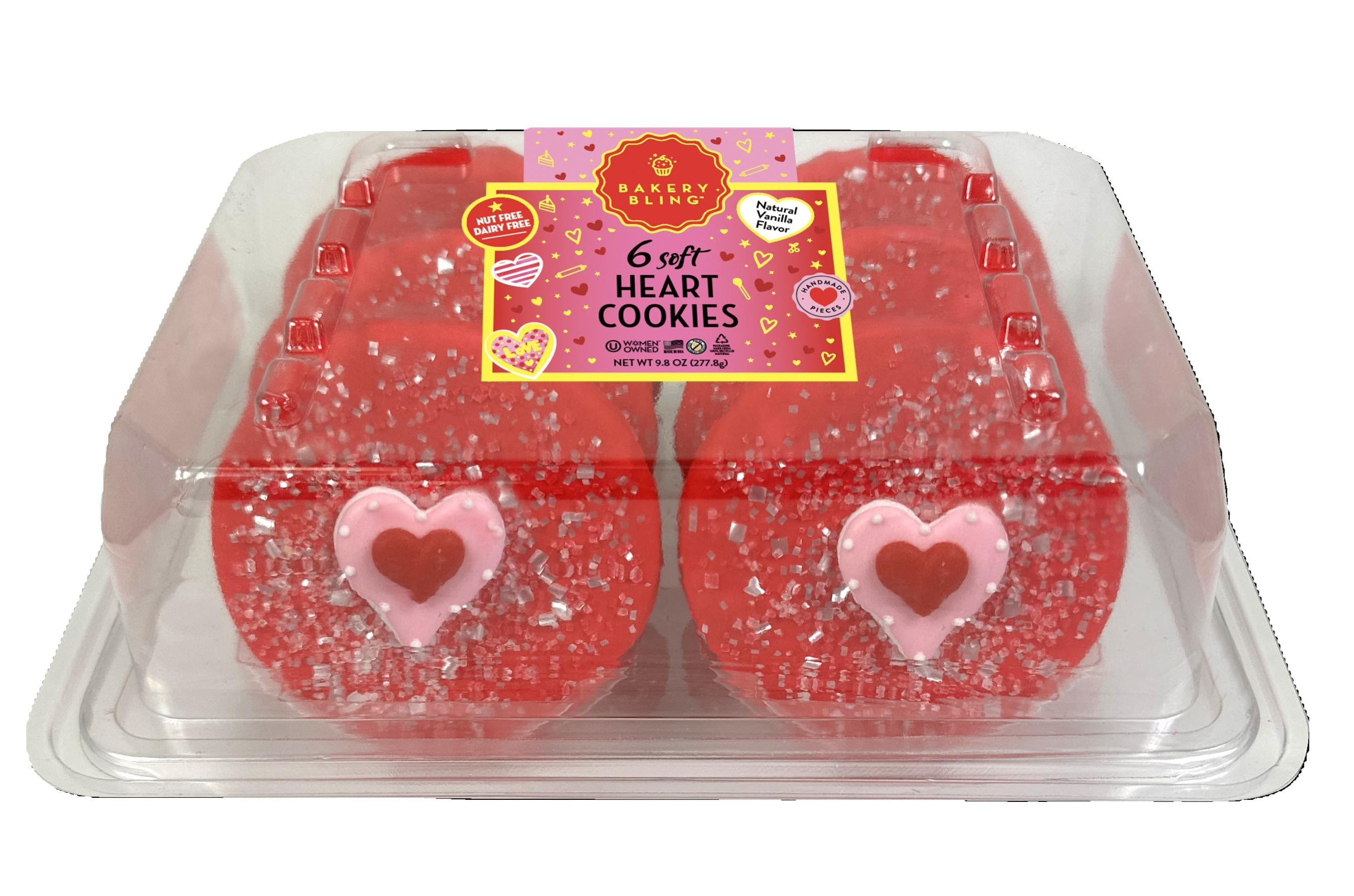 Bakery Bling Valentine's Day Designer Decorated Cookies, Natural Vanilla Flavor, Nut Free, Dairy Free, 6 count