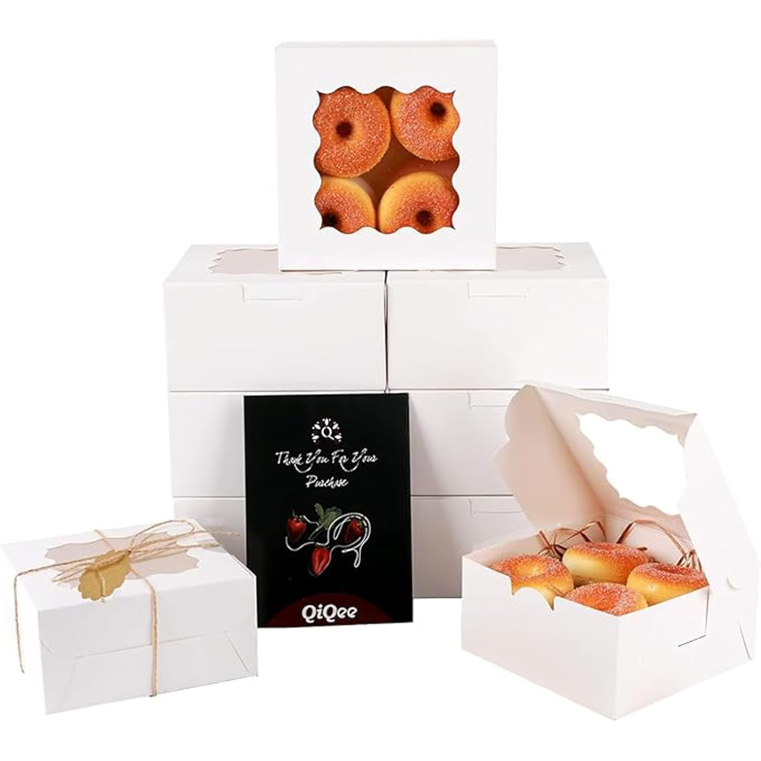 Bakery Box with Window 100packs 6x6x3 White Cookie Boxes Pastry for ...