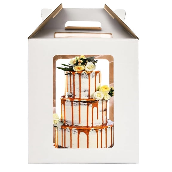 Bakery Boxes with Window,TGY 12" x 12" x 14" Large Cake Boxes, White Square Treat Boxes for Cake,Chocolates, Cookies, Pie, Birthday Party, Wedding