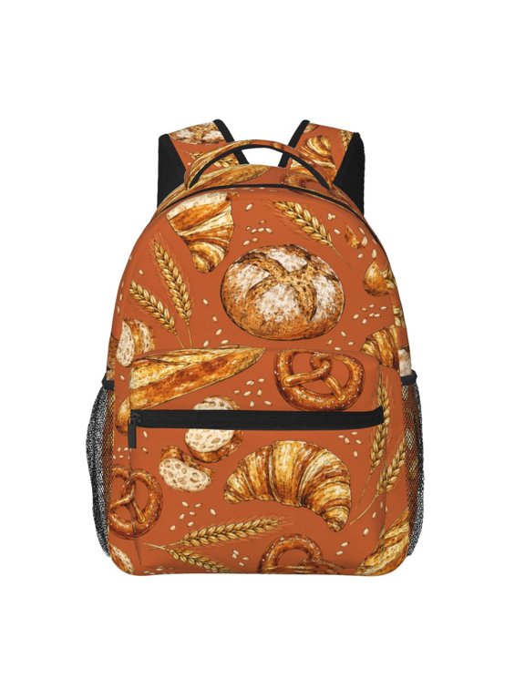 Bakery Bread And Wheat Backpack Casual College Bag Zipper Laptop Daypack Hiking Rucksack Travel
