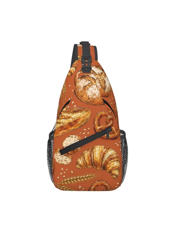 Bakery Bread And Wheat Sling Backpack Shoulder Chest Crossbody Bag Causal Travel Hiking Daypack