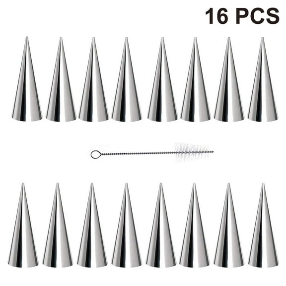 Bakery Essentials, Stainless Steel Corne Mold, Cone Shaped Mold, Reusable, For Mousse Jelly Croissant Chocolate, 16 Pcs