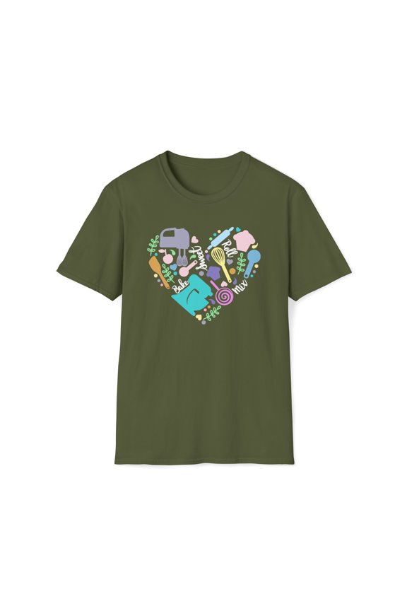 Bakery Heart, Gildan Unisex Softstyle T-Shirt, Baker Graphic Tee, S-3XL