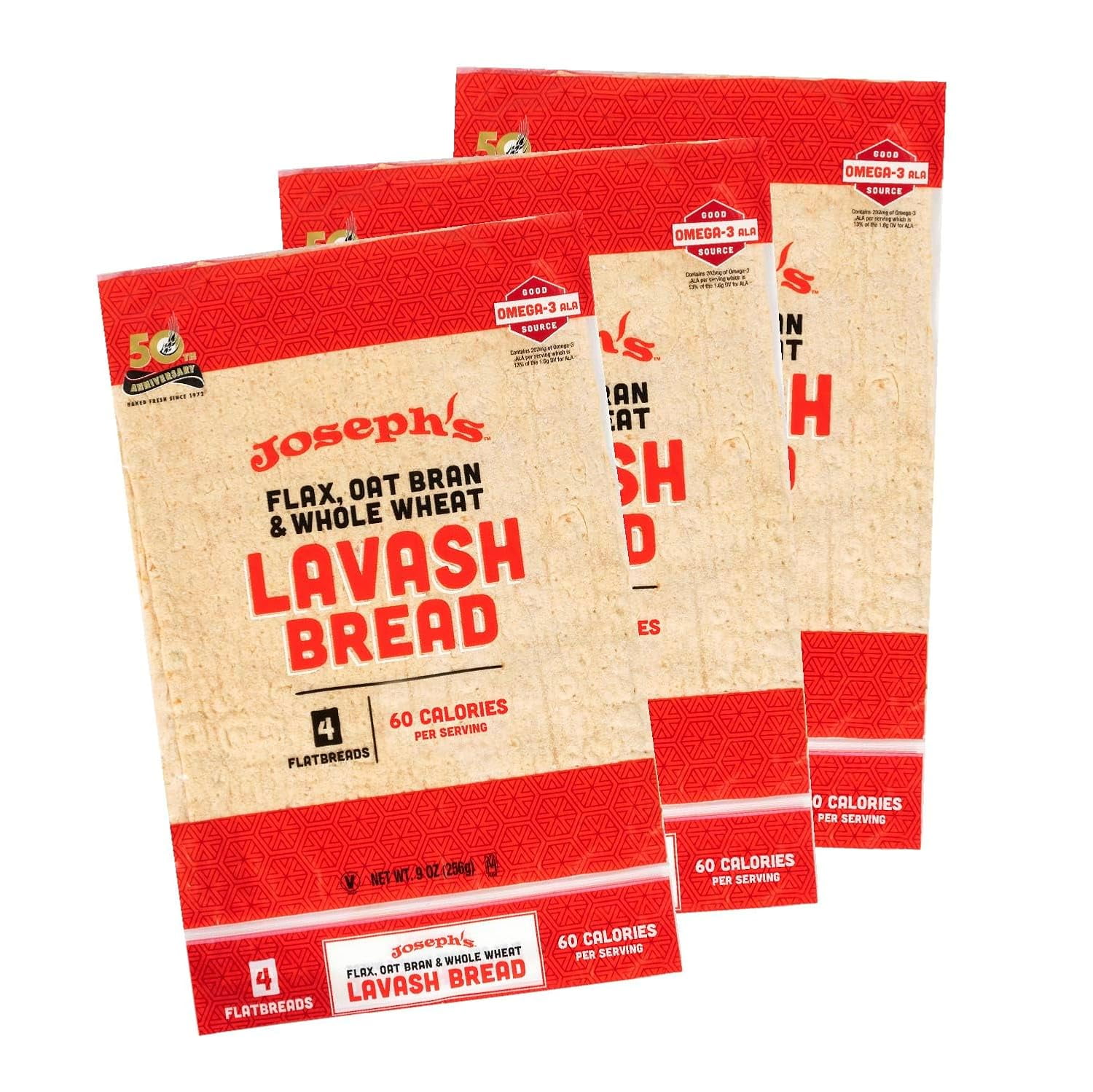 Bakery Lavash Bread, Flax Oat Bran & Whole Wheat, Reduced Carb, Baked