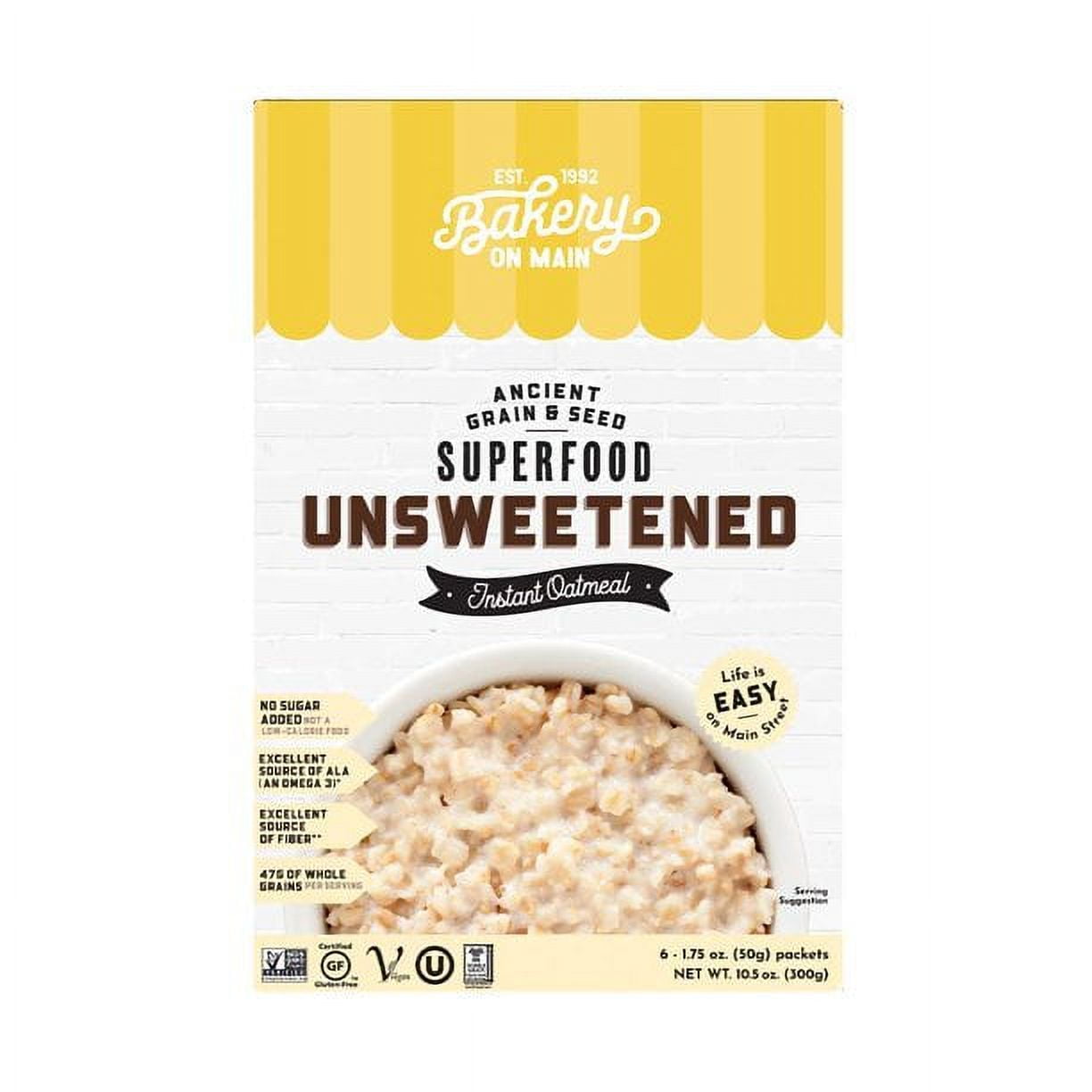 Bakery On Main Instant Oatmeal Gluten Free Unsweetened 6 Packets Pack of 4