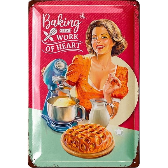 Bakery Poster, Bake Shop Sign, Kitchen Retro Signs, Baking gift tins, tin sign for kitchen, decorative baking Decor, Metal Signs Kitchen, Retro Tin, 12x8"