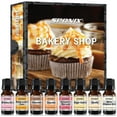 thumbnail image 1 of Bakery Shop Fragrance Oil (10 ml x 8) Vanilla, Chocolate, Sugar Cookies, Cupcake, White Chocolate Cake, Butterscotch Cake, Birthday Cake, Strawberry Shortcake Essential Oil Gift Set of 8 by Sponix, 1 of 7