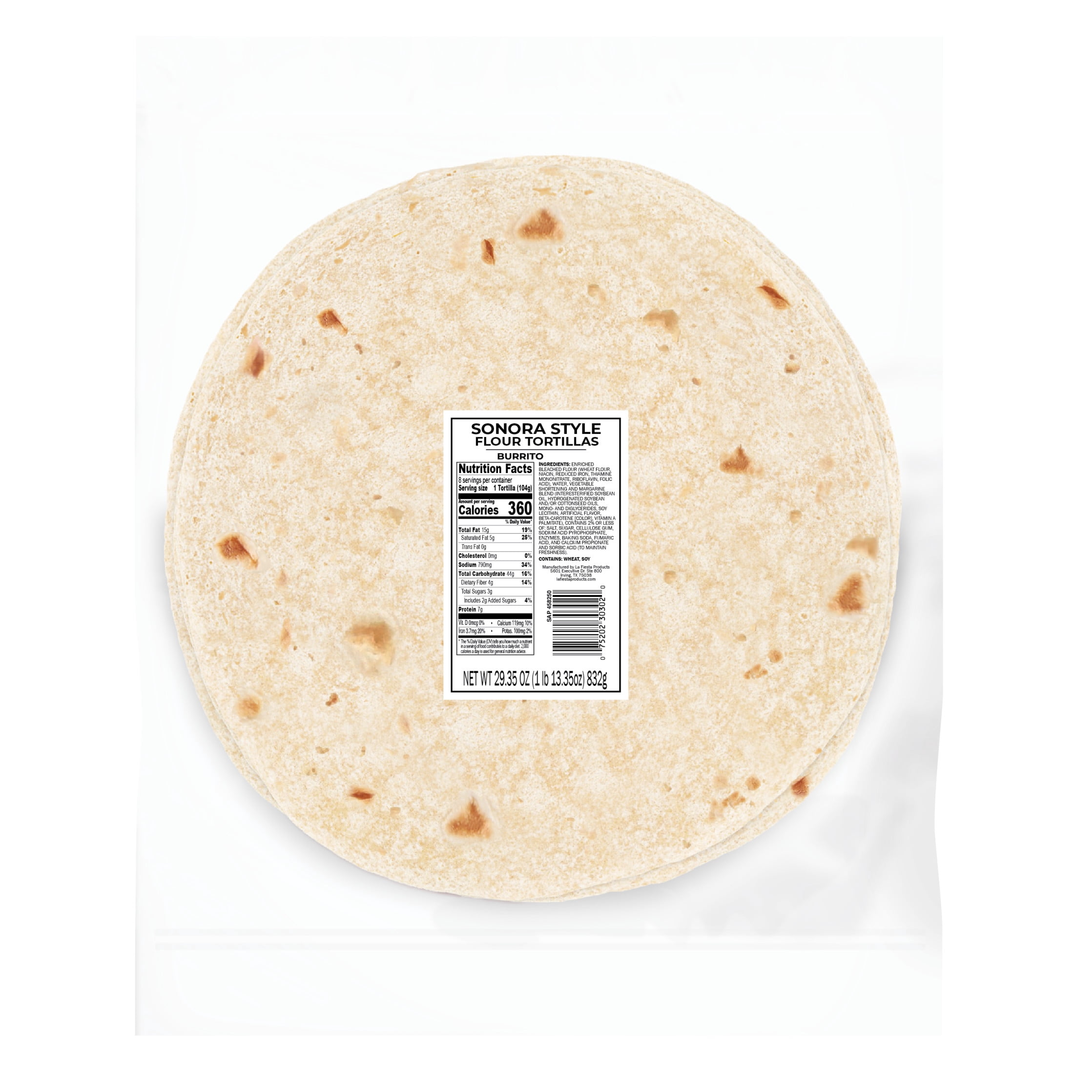 Deli Style Flour Tortillas Sonora Style 12", 8 Count