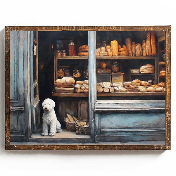 Bakery Wall Art Old English Sheepdog Poster Paris Bakery Decor Vintage Kitchen Wall Art For Kitchen Bread Maker Baker Gift, 12x18 UNFRAMED