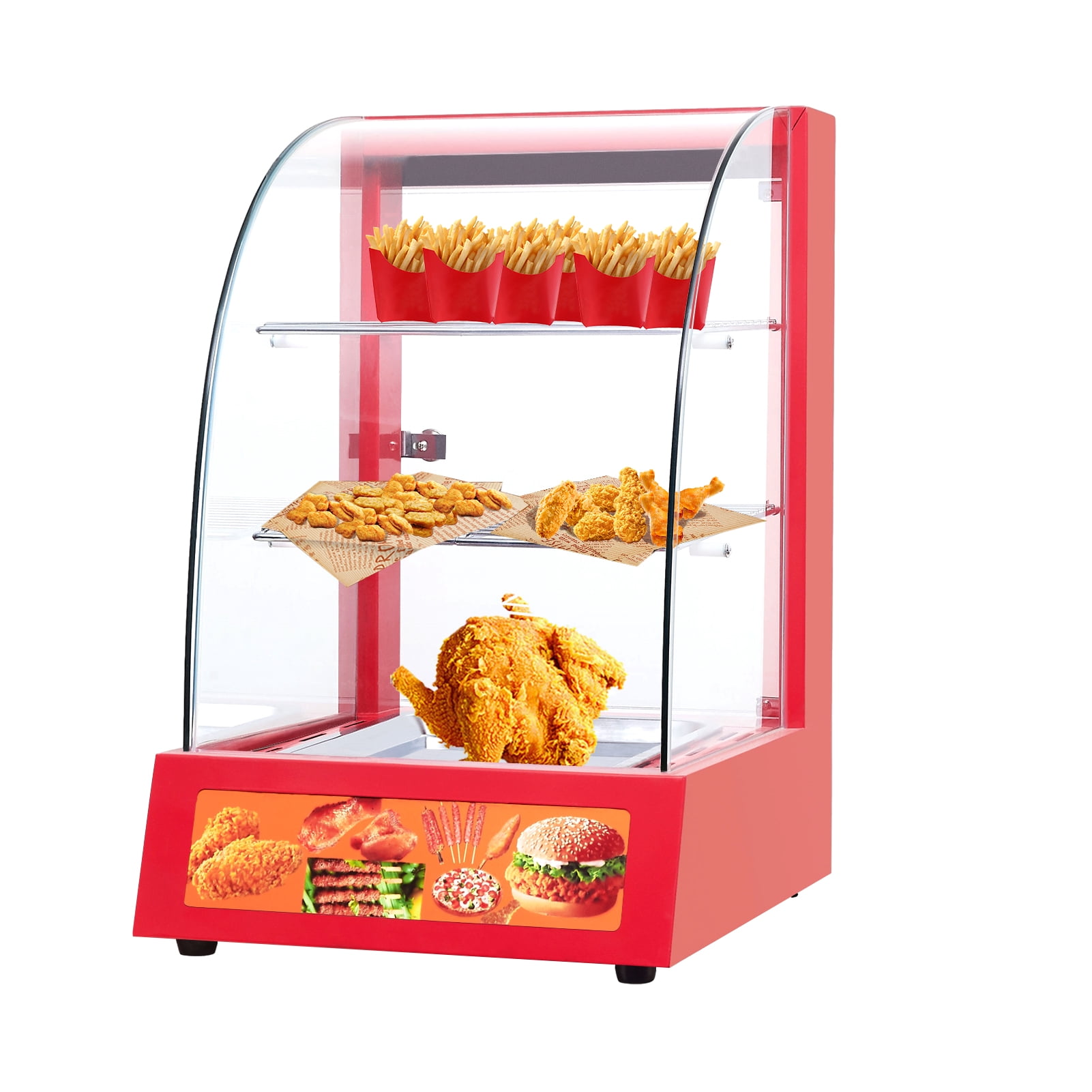 Bakery Warmer Display | 110V Stainless Steel Charcuterie Hot Warming Display Case with 3 Shelves | Constant Temperature Control Food Warmer for Pizza, Pastries, Pies, Bread