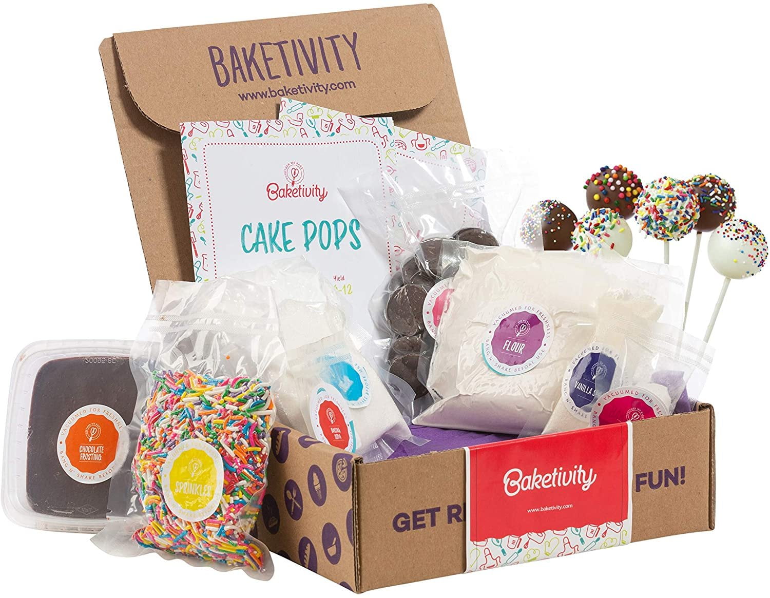 Baketivity Kids Baking DIY Activity Kit - Bake Delicious Cake Pops with  Pre-Measured Ingredients Best Gift Idea for Boys and Girls Ages 6-12  Includes Free Hat and Apron 