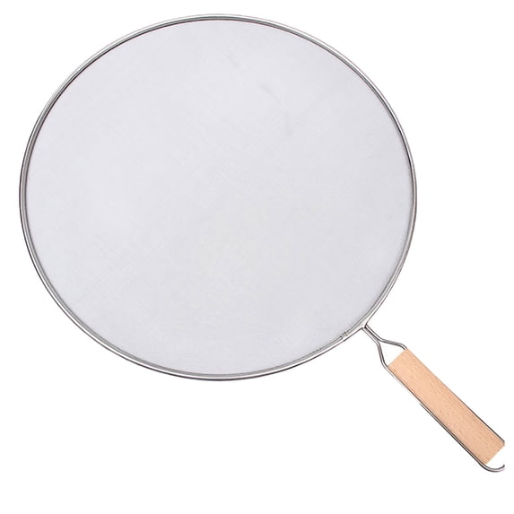 Bakeware 2 Frying Pan Splatter Guard for Kitchen Use | Fine Mesh Screen Shield with Wooden Handle | Durable Stainless Steel Cover Oil Splatter for Everyday Cooking