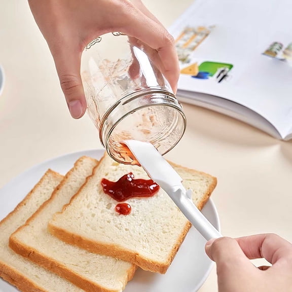 Bakeware In 1 Spatula and Scraper for High Temperature Silicone Tool for Jelly Butter Mixing and Stirring in Kitchen,19x3x0.2cm,White