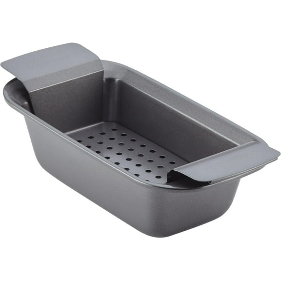 Bakeware Meatloaf/Nonstick Baking Loaf Pan with Insert, 9 Inch x 5 Inch, Gray