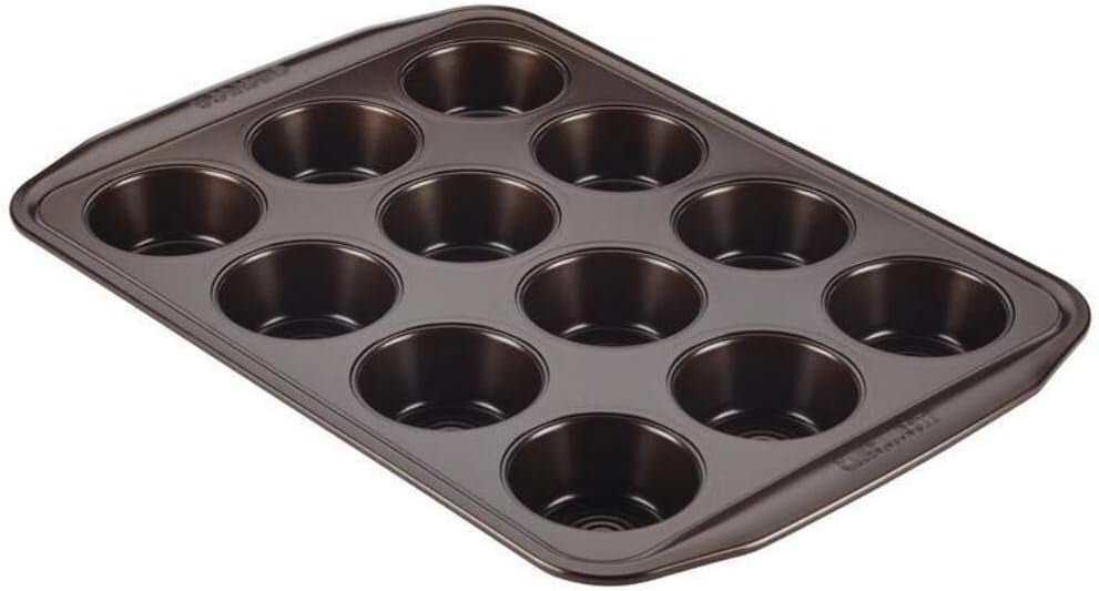 Chocolate Brown Nonstick 12-Cup Muffin Pan with Wide Handles